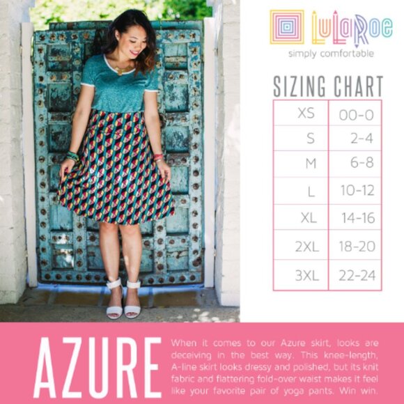LuLaRoe NWT Women's Azure Skirt in Blue and Tan Size XL - Picture 5 of 5